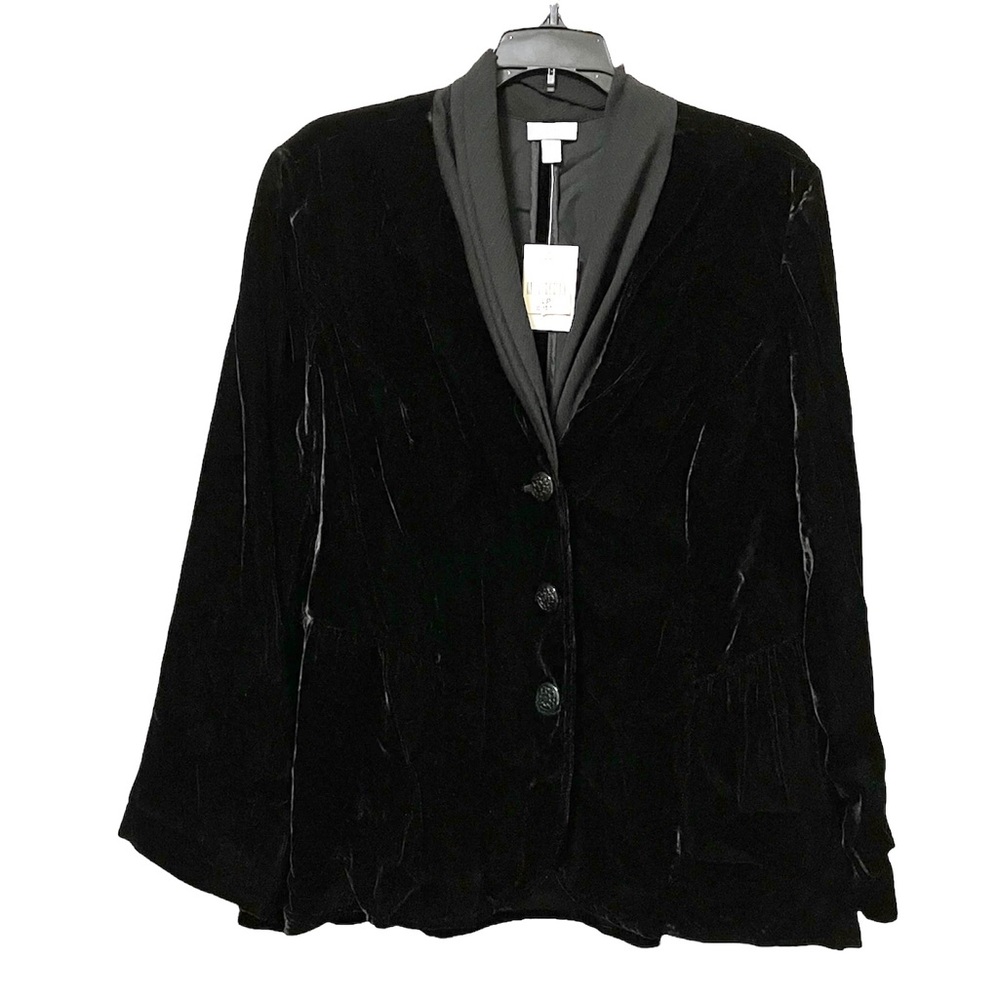 NWT J. Jill Velvet Blazer with Chiffon Neckline
